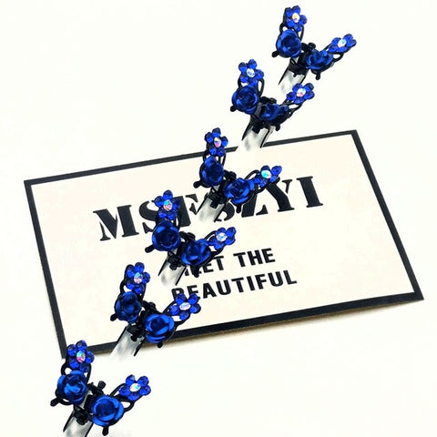 Fashion 6PCS/Lot Small Cute Crystal Flowers Metal Hair Claws Hair Clip Girls Fashion Headdress Hair Oranment Hair Accessories