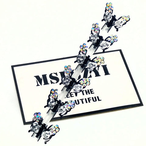 Fashion 6PCS/Lot Small Cute Crystal Flowers Metal Hair Claws Hair Clip Girls Fashion Headdress Hair Oranment Hair Accessories