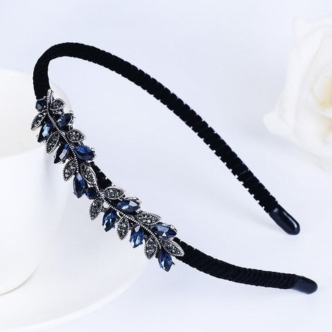 Korean Shining Red Blue Gray Rhinestone Women Headband Flower Crown Butterfly Bow Festival Fantastic Hair Accessories Fascinator