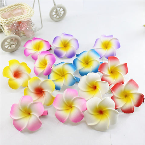 10 popular Foam Hawaiian Plumeria hairpins for girl kids Frangipani Flower bridal hair clips for girl women butterfly