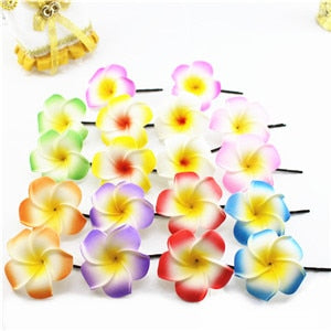 10 popular Foam Hawaiian Plumeria hairpins for girl kids Frangipani Flower bridal hair clips for girl women butterfly