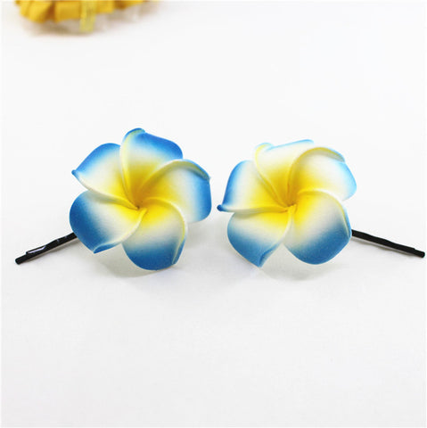 10 popular Foam Hawaiian Plumeria hairpins for girl kids Frangipani Flower bridal hair clips for girl women butterfly