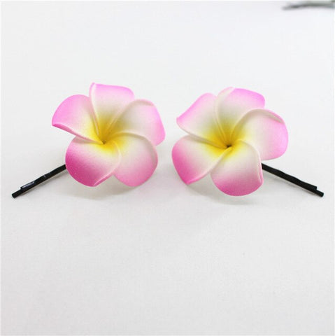 10 popular Foam Hawaiian Plumeria hairpins for girl kids Frangipani Flower bridal hair clips for girl women butterfly