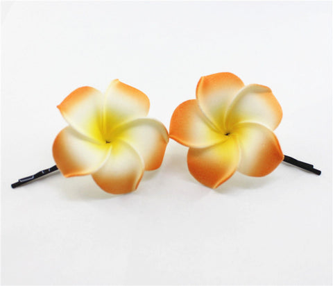 10 popular Foam Hawaiian Plumeria hairpins for girl kids Frangipani Flower bridal hair clips for girl women butterfly