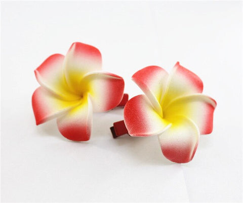 10 popular Foam Hawaiian Plumeria hairpins for girl kids Frangipani Flower bridal hair clips for girl women butterfly