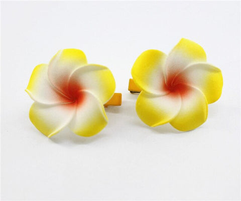 10 popular Foam Hawaiian Plumeria hairpins for girl kids Frangipani Flower bridal hair clips for girl women butterfly