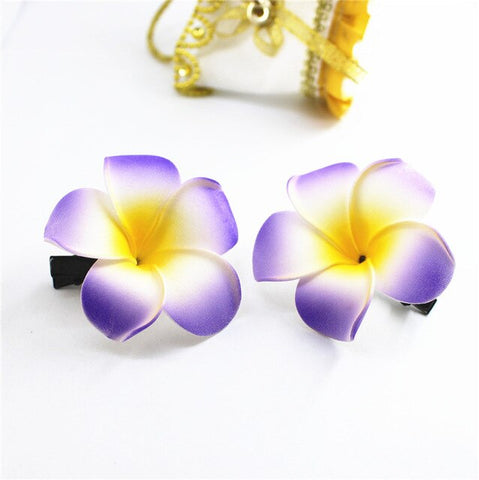 10 popular Foam Hawaiian Plumeria hairpins for girl kids Frangipani Flower bridal hair clips for girl women butterfly