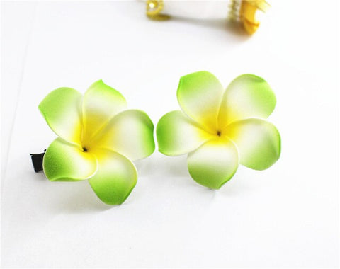 10 popular Foam Hawaiian Plumeria hairpins for girl kids Frangipani Flower bridal hair clips for girl women butterfly