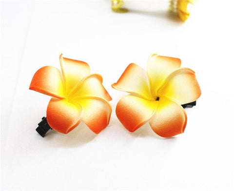 10 popular Foam Hawaiian Plumeria hairpins for girl kids Frangipani Flower bridal hair clips for girl women butterfly