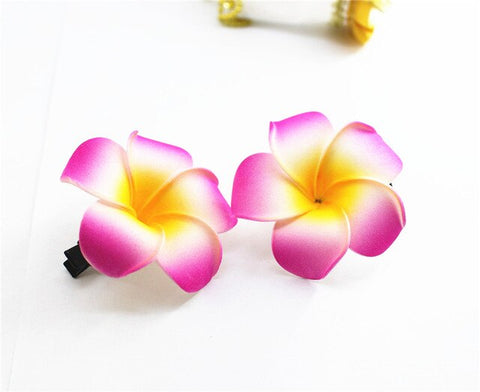 10 popular Foam Hawaiian Plumeria hairpins for girl kids Frangipani Flower bridal hair clips for girl women butterfly