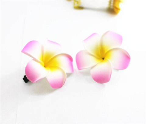 10 popular Foam Hawaiian Plumeria hairpins for girl kids Frangipani Flower bridal hair clips for girl women butterfly