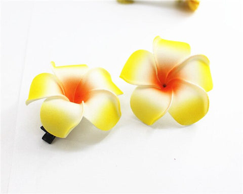 10 popular Foam Hawaiian Plumeria hairpins for girl kids Frangipani Flower bridal hair clips for girl women butterfly