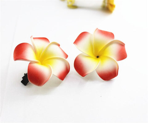 10 popular Foam Hawaiian Plumeria hairpins for girl kids Frangipani Flower bridal hair clips for girl women butterfly