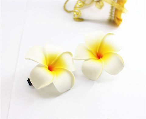 10 popular Foam Hawaiian Plumeria hairpins for girl kids Frangipani Flower bridal hair clips for girl women butterfly