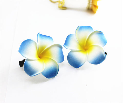 10 popular Foam Hawaiian Plumeria hairpins for girl kids Frangipani Flower bridal hair clips for girl women butterfly