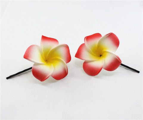 10 popular Foam Hawaiian Plumeria hairpins for girl kids Frangipani Flower bridal hair clips for girl women butterfly