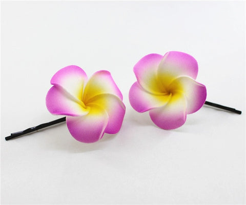 10 popular Foam Hawaiian Plumeria hairpins for girl kids Frangipani Flower bridal hair clips for girl women butterfly