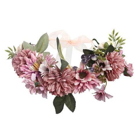 Haimekang Women Wedding Floral Crown Head Band Floral Head Wreath Flower Headband Bridesmaid Bridal Garland Forehead Hair Band