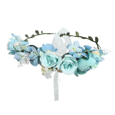 Haimekang Women Wedding Floral Crown Head Band Floral Head Wreath Flower Headband Bridesmaid Bridal Garland Forehead Hair Band