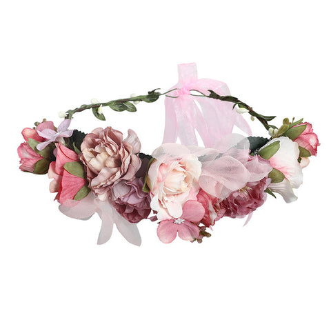 Haimekang Women Wedding Floral Crown Head Band Floral Head Wreath Flower Headband Bridesmaid Bridal Garland Forehead Hair Band