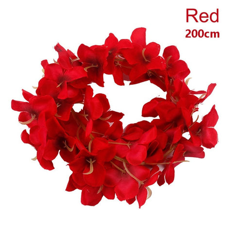 FENGRISE 2.4M/lot Silk Rose Flower With Ivy Vine Artificial Flowers for Home Wedding Decor Decorative Artificial Flower Garland