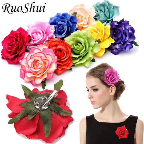 1PC Rose Artificial Flower Brooch Bridal Wedding Party Hairpin Women Hair Clips Headwear Party Girls Festival Hair Accessories