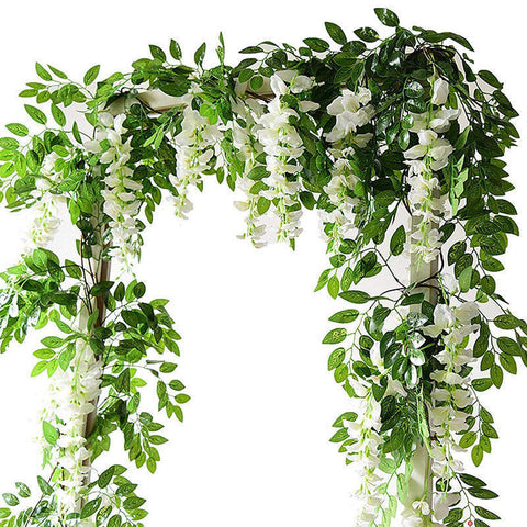 7ft 2m Flower String Artificial Wisteria Vine Garland Plants Foliage Outdoor Home Trailing Flower Fake Flower Hanging Wall Decor