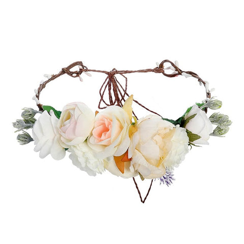 LEVAO Flower Headband Hairwear Bridal Hair Ornament Fabric Flower Crown Wedding Hair Accessories Headbands Floral Head Wreath