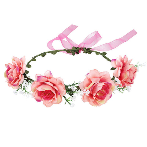 LEVAO Flower Headband Hairwear Bridal Hair Ornament Fabric Flower Crown Wedding Hair Accessories Headbands Floral Head Wreath
