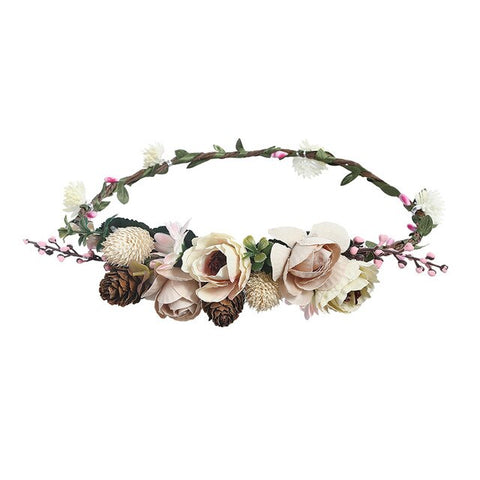 LEVAO Flower Headband Hairwear Bridal Hair Ornament Fabric Flower Crown Wedding Hair Accessories Headbands Floral Head Wreath