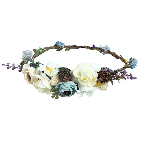 LEVAO Flower Headband Hairwear Bridal Hair Ornament Fabric Flower Crown Wedding Hair Accessories Headbands Floral Head Wreath