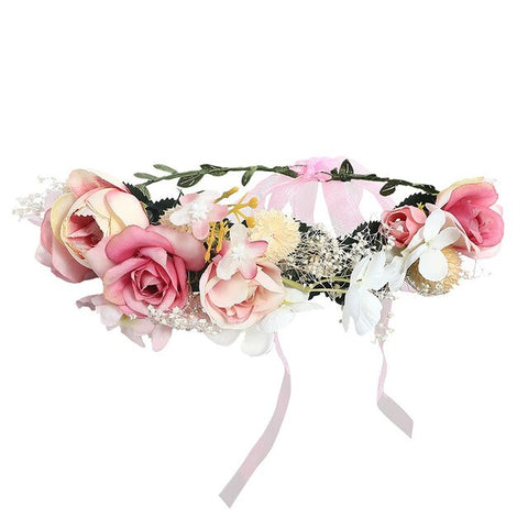 LEVAO Flower Headband Hairwear Bridal Hair Ornament Fabric Flower Crown Wedding Hair Accessories Headbands Floral Head Wreath