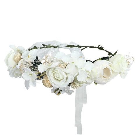 LEVAO Flower Headband Hairwear Bridal Hair Ornament Fabric Flower Crown Wedding Hair Accessories Headbands Floral Head Wreath