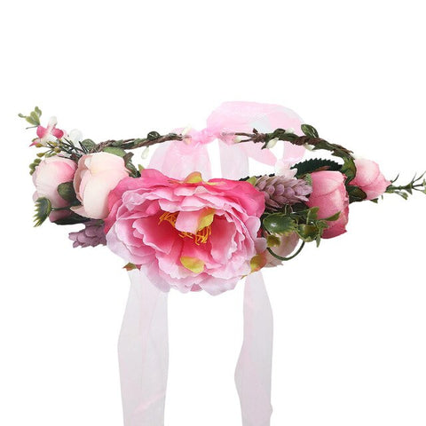 LEVAO Flower Headband Hairwear Bridal Hair Ornament Fabric Flower Crown Wedding Hair Accessories Headbands Floral Head Wreath