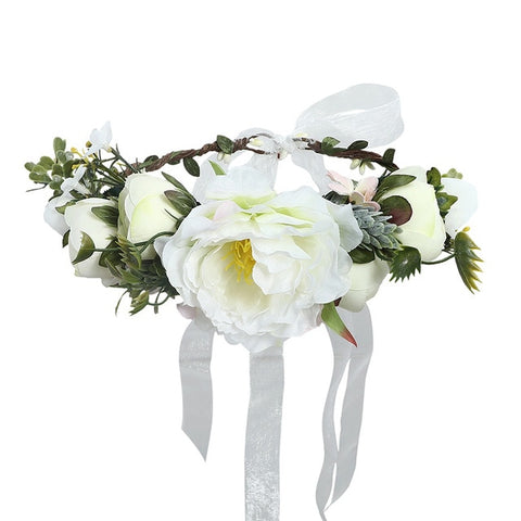 LEVAO Flower Headband Hairwear Bridal Hair Ornament Fabric Flower Crown Wedding Hair Accessories Headbands Floral Head Wreath