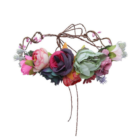 LEVAO Flower Headband Hairwear Bridal Hair Ornament Fabric Flower Crown Wedding Hair Accessories Headbands Floral Head Wreath