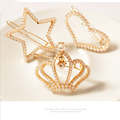 Korea Style Princess Crown Bows Star Flowers Hair Clips Hairpins Hair Accessories Pearls Heart Tiaras Headwear For Girls Woman