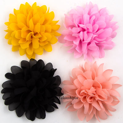 1PC 4" 16colors Big Fluffy Chiffon Hair Flower Clips For Kids Hair Accessories Fabric Flowers Clip For Kids Headbands DIY