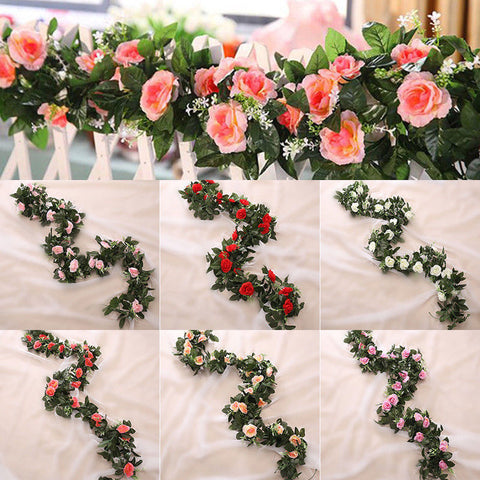 2.5m/8.2ft Artificial Flower Silk flowers Rose Leaf Garland Vine Ivy Wedding Flower Garden Halloween Christmas flowers Deoration