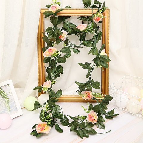 2.5m/8.2ft Artificial Flower Silk flowers Rose Leaf Garland Vine Ivy Wedding Flower Garden Halloween Christmas flowers Deoration