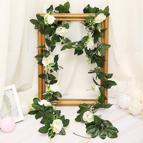 2.5m/8.2ft Artificial Flower Silk flowers Rose Leaf Garland Vine Ivy Wedding Flower Garden Halloween Christmas flowers Deoration