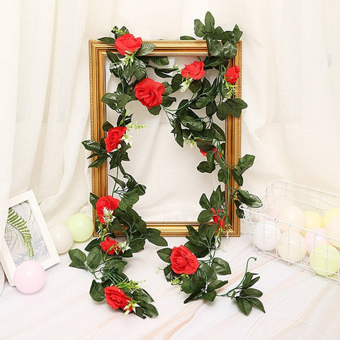 2.5m/8.2ft Artificial Flower Silk flowers Rose Leaf Garland Vine Ivy Wedding Flower Garden Halloween Christmas flowers Deoration