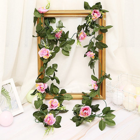 2.5m/8.2ft Artificial Flower Silk flowers Rose Leaf Garland Vine Ivy Wedding Flower Garden Halloween Christmas flowers Deoration