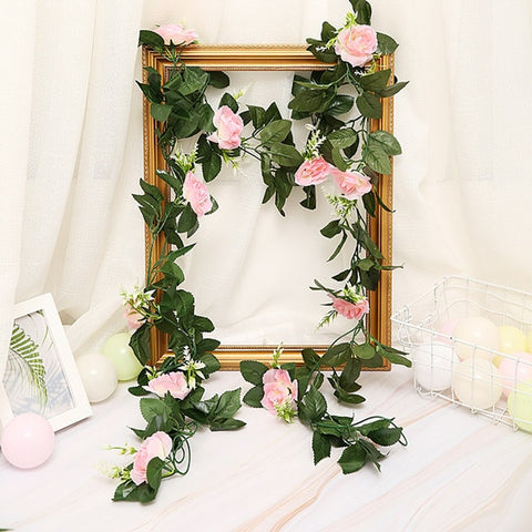 2.5m/8.2ft Artificial Flower Silk flowers Rose Leaf Garland Vine Ivy Wedding Flower Garden Halloween Christmas flowers Deoration