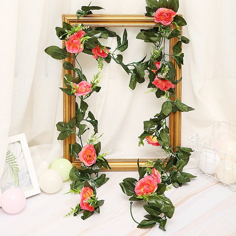 2.5m/8.2ft Artificial Flower Silk flowers Rose Leaf Garland Vine Ivy Wedding Flower Garden Halloween Christmas flowers Deoration