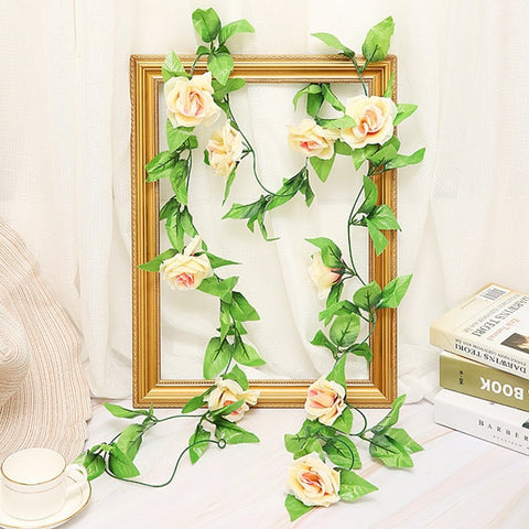 2.5m/8.2ft Artificial Flower Silk flowers Rose Leaf Garland Vine Ivy Wedding Flower Garden Halloween Christmas flowers Deoration