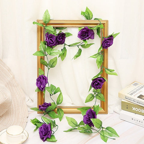 2.5m/8.2ft Artificial Flower Silk flowers Rose Leaf Garland Vine Ivy Wedding Flower Garden Halloween Christmas flowers Deoration