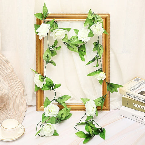 2.5m/8.2ft Artificial Flower Silk flowers Rose Leaf Garland Vine Ivy Wedding Flower Garden Halloween Christmas flowers Deoration