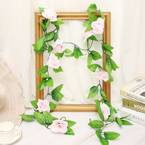 2.5m/8.2ft Artificial Flower Silk flowers Rose Leaf Garland Vine Ivy Wedding Flower Garden Halloween Christmas flowers Deoration