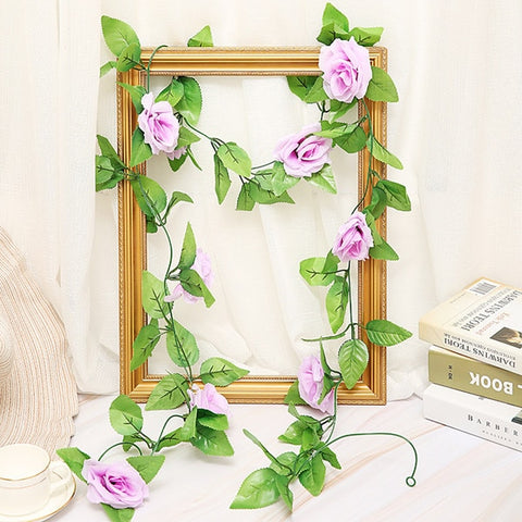 2.5m/8.2ft Artificial Flower Silk flowers Rose Leaf Garland Vine Ivy Wedding Flower Garden Halloween Christmas flowers Deoration